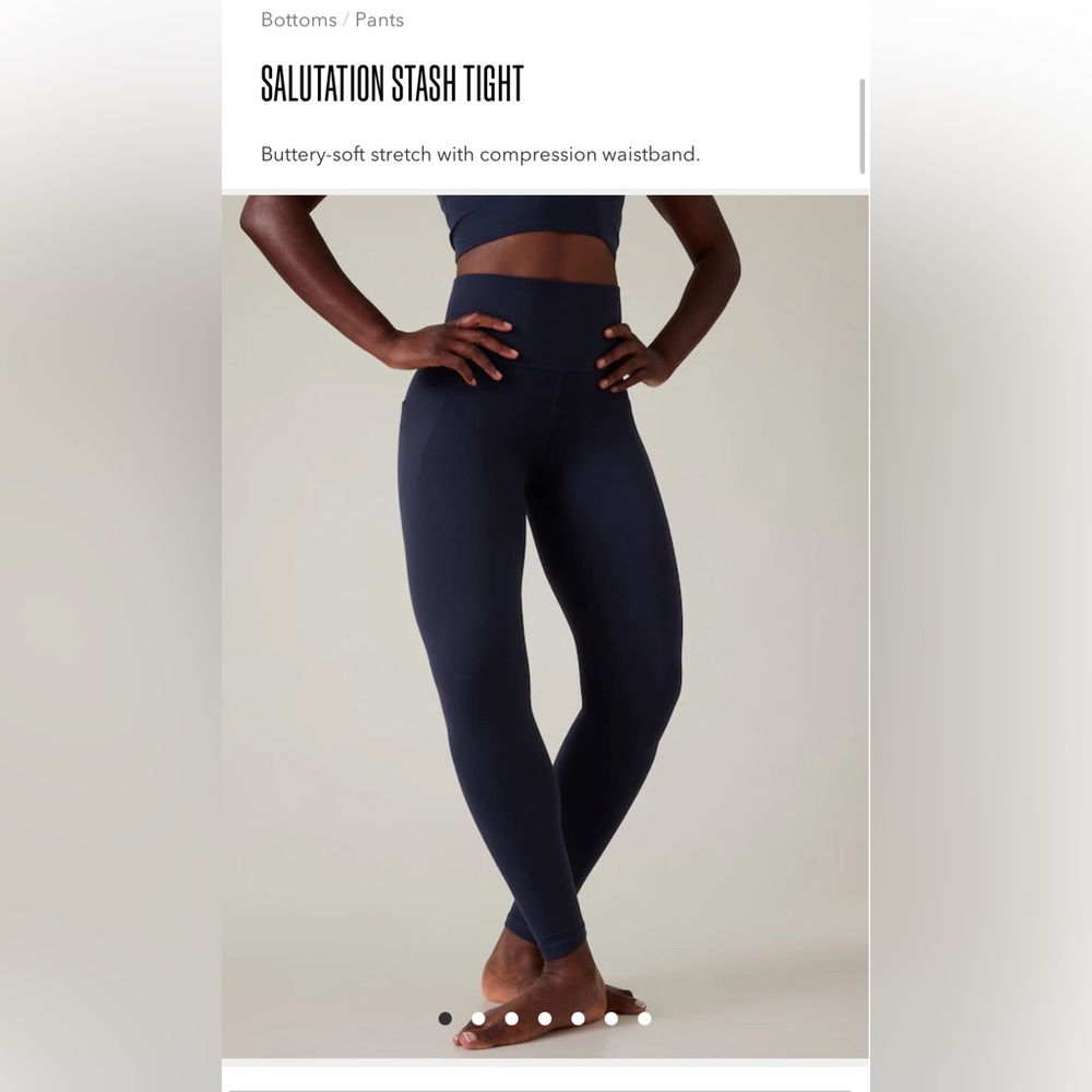 Athleta Navy Salutation Stash Tights Medium New